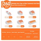 Kuject 260pcs Lever Wire Nuts Connectors Kit 2 3 4 5 8 Conductor Awg 28-12