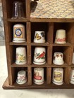 Vintage Thimble Trinket House Hanging Wood Shelf W  25 Collectible Thimbles