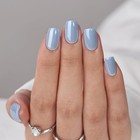 Btartbox Press On Nails Ocean Glazed Short Square Blue Chrome 32ct