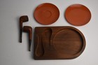 Vintage Walnut Pipe Holder   Two Briar Tobacco Pipes Estate Find Rocky Briar