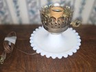 Vtg Milk Glass Hurricane Lamp Base  Turn Key Switch     Works- Hobnail No Globe 