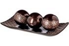 Stylish Brown Decorative Tray   Ball Set - Centerpiece For Living Room  Entryway