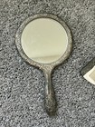 Vintage Victorian Silver Plated Vanity Dresser Set Brush Comb Powder Jar Mirror