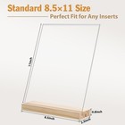 2 Pack 8 5x11 Acrylic Sign Holder Wood Base L t Shape Double Slot Display