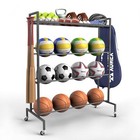 Garage Sports Equipment Organizer  4-layer Basketball Rack With Wheels  