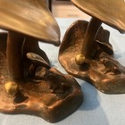 Vintage 1930 1940 Bookend Pair Mushroom Frog Bronze Plated Mcclelland Barclay