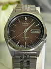 Seiko 5 Men s Automatic 7009 Textured Brown Dial Day date Japan Made Watch