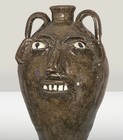 Burlon Bb Craig Signed Large 16  Ugly Face Jug Double Handle Nc Folk Art Pottery