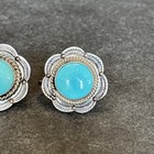 Uita3 Toadlena Vintage Harvey Era Screwback Earrings Turquoise Sterling Yd