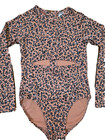 Art Class Girls 10 12 Long Sleeve Swin Suit One Piece Zip Back Leopard