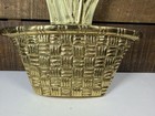 Vtg Solid Brass Tulip Floral Wall Hanging Decor Tulips In Weave Basket 14 