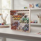 81-bottle Craft Paint Storage Rack - Baltic Birch Wood   White Metal Grid