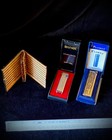 2 Vintage Lighters  Flamex  Hieroglyphic   Sonex Silver    1950 s Cigarette Case