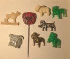 Vintage Lot Of 8 Bulldog Pins  Charms  Stick Pin  Buttons