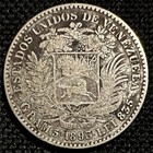 Venezuela 1893 A 1 Bolivar Ultra Rare Silver Coin