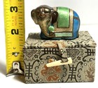 Vintage Chinese 70 s Brass Hand Painted Elephant Rare Original Box And Sticker