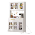 71  Freestanding Kitchen Pantry Cabinet Tall Storage Cabinet With Power Outlet