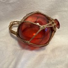 Vintage Japanese Fishing Float 5 5  Diameter Red Glass Fish Net Float