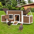 Xelsyo Chicken Coop Outdoor Wooden Rabbit Hutch Poultry House Cage Nesting Boxes