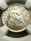1853 Liberty Seated Half Dime Ngc Unc Details Calshed Die cleaned
