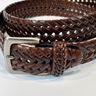 Men s Brown Faux Leather Woven Braided Belt - Size 44 Waist - 1 5  Width - Euc