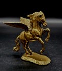 Vintage Solid Brass Fantasy Mythical Pegasus Winged Horse Figurine On Base