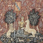 Vintage Belgium The Lady With The Unicorn Wall Tapestry 33 x 25  Ter Waes