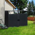 Outdoor Garbage Can Storage Shed Metal Garden Bin Shed Store 2 Trash Cans Black
