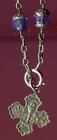 Vintage Rosary Blue Glass Beads Communion With Sterling Silver Cross Medal