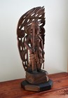 Antique Japanese Carved Wood Fudo Myo-o Sculpture  Buddhist Deity Statue
