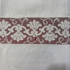 Vintage White Linen Kitchen Tea Towel With Lace Cut Work Trim 28    X 17 5   