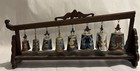 Chinese Zen Cloisonn   Enamel 8 Musical Meditation Bells Chimes  Wood Stand  Gong