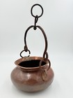 Antique Hand Hammered Copper Pot Dovetail Seam Beveled Edge Forged Iron Handle