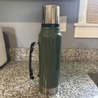 Vintage Stanley 1 0 Liter 1 1qt Vacuum Bottle Hammertone Green Thermos Near Mint