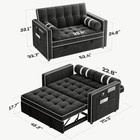 3-in-1 Futon Sleeper Sofa Bed Convertible Pull Out Couch Black