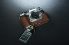 Genuine Real Leather Half Camera Case Bag Cover For Om System Om-5 Mark Ii