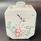 Antique Chinese Famillie Rose Floral Birds Porcelain Tea Caddy Vase    no Lid