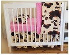 Western Crib Bedding Set Brown Cow Print Baby Bedding  standard Or Portable 