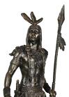 19  H Native American Indian Tribal Warrior Hunter Chief Holding Spear Figurine