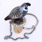 Bottle Stopper Wine Corker Gambels Quail Pewter Metal Cork Leash Chain Wtu 
