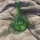 Vintage 1960s Italian Glass Wine Chiller Green Glass Decanter Bottle Blown Glass