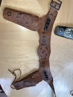 2 Vintage Holster Belts Leather Tooled Child   s Toy Double Gun Belt 30    Single 28