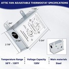 58034 Adjustable Thermostat Replacement Temperature Control Switch For Attic Fan