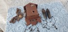 Black Forest Carved Wood Deer Head Cuckoo Clock Mechanical Weights chains