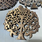 Vintage Cast Iron Copper Finish Trivet Tree Of Life W  Dove Bird Wall Decor  