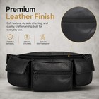 Large Black Solid Leather Waist Fanny Pack Belt Bag Travel Hip Purse Mens Women