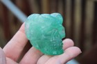 Green Fluorite Crystal Ram Skull 195 Grams 2 26   x1 91   x1 71   