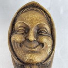 Carved Wood Wine Cork Stopper Smiling Old Lady Vintage Barware Booze