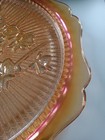 Carnival Glass Vtg  Platter Iris Iridescent Amber Scalloped Cake 12  Lusterware