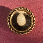 Antique Victorian Crescent Moon Mourning Hair Art Brooch Snap Safety Clasp Vtg